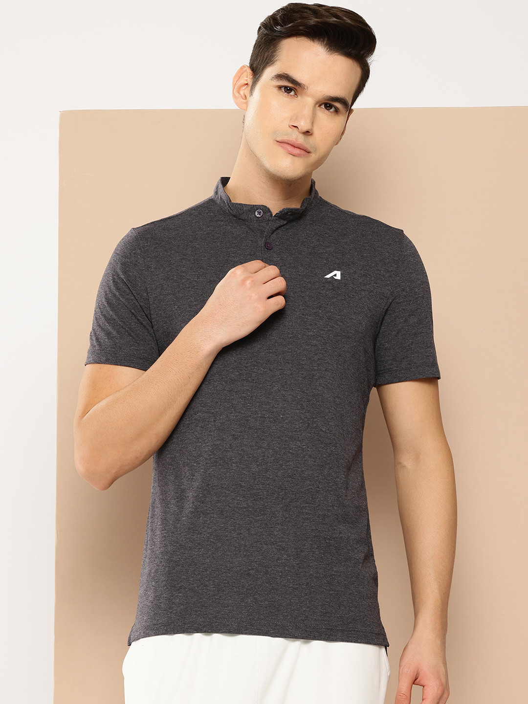 Alcis Solid T-shirt with Brand Logo Detail