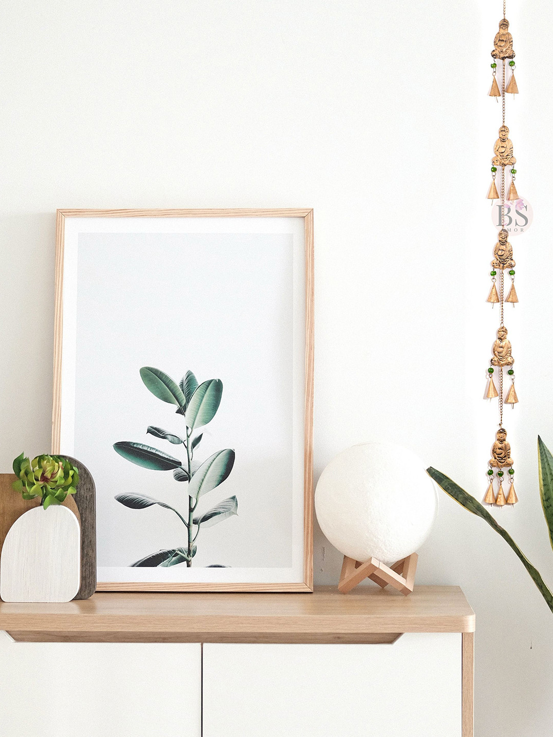 BS AMOR Gold Buddha Motif Detailed Hanging Windchimes