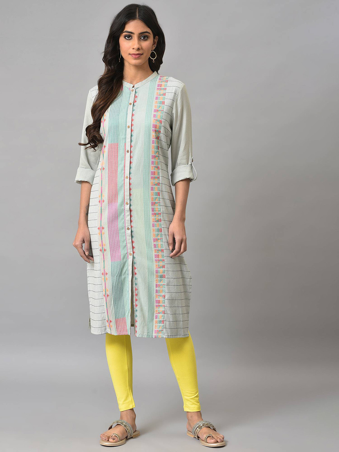 W Women Geometric Striped Indie Prints Kurta