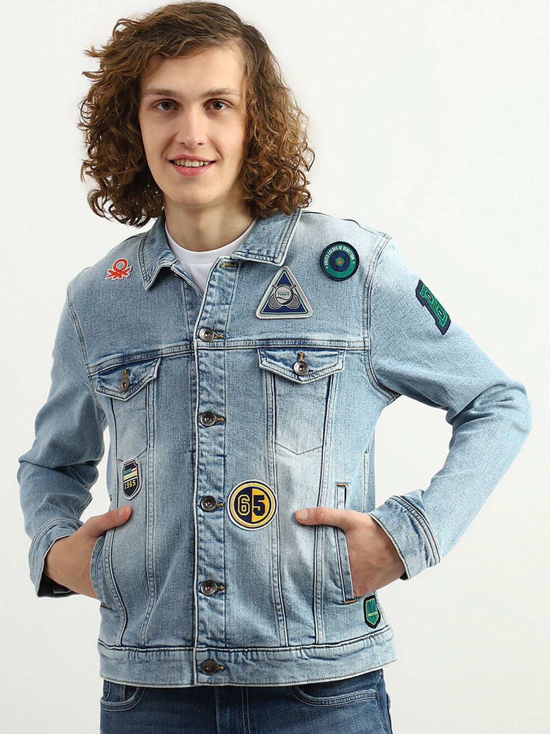 United Colors of Benetton Men Washed Denim Jacket