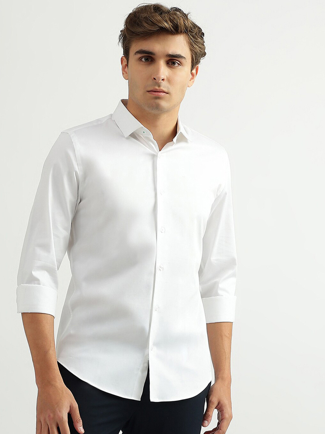 United Colors of Benetton Men White Slim Fit Formal Shirt