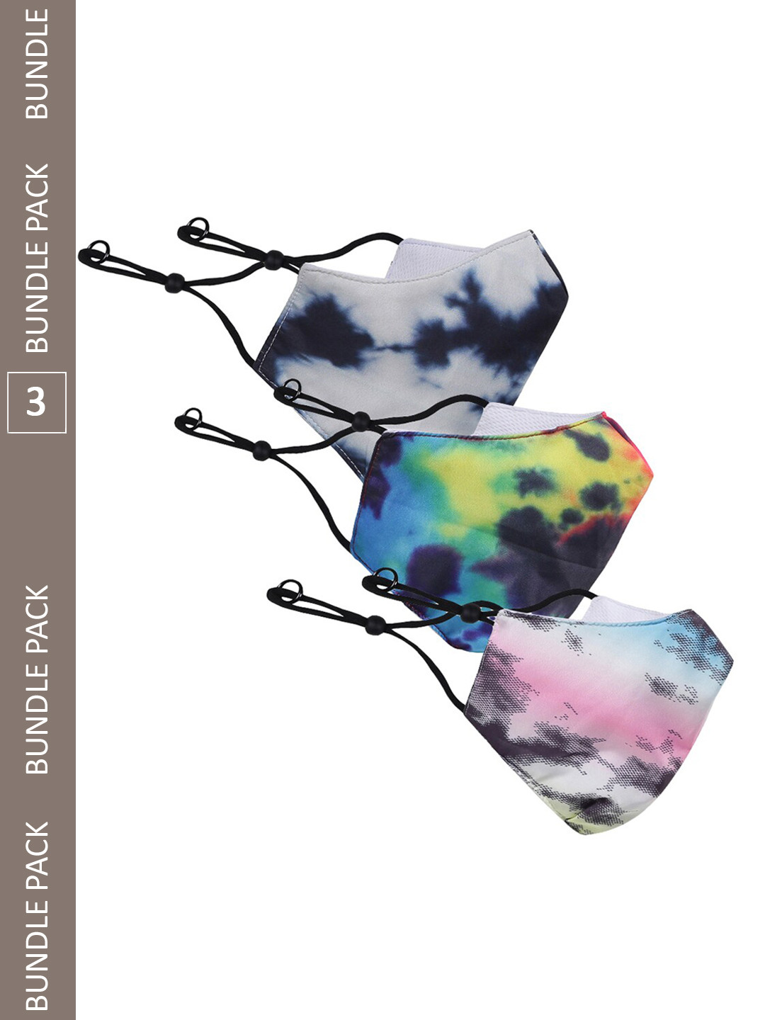 KULTPRIT Pack Of 3 Dyed  Pure Cotton Reusable Cloth Outdoor Masks