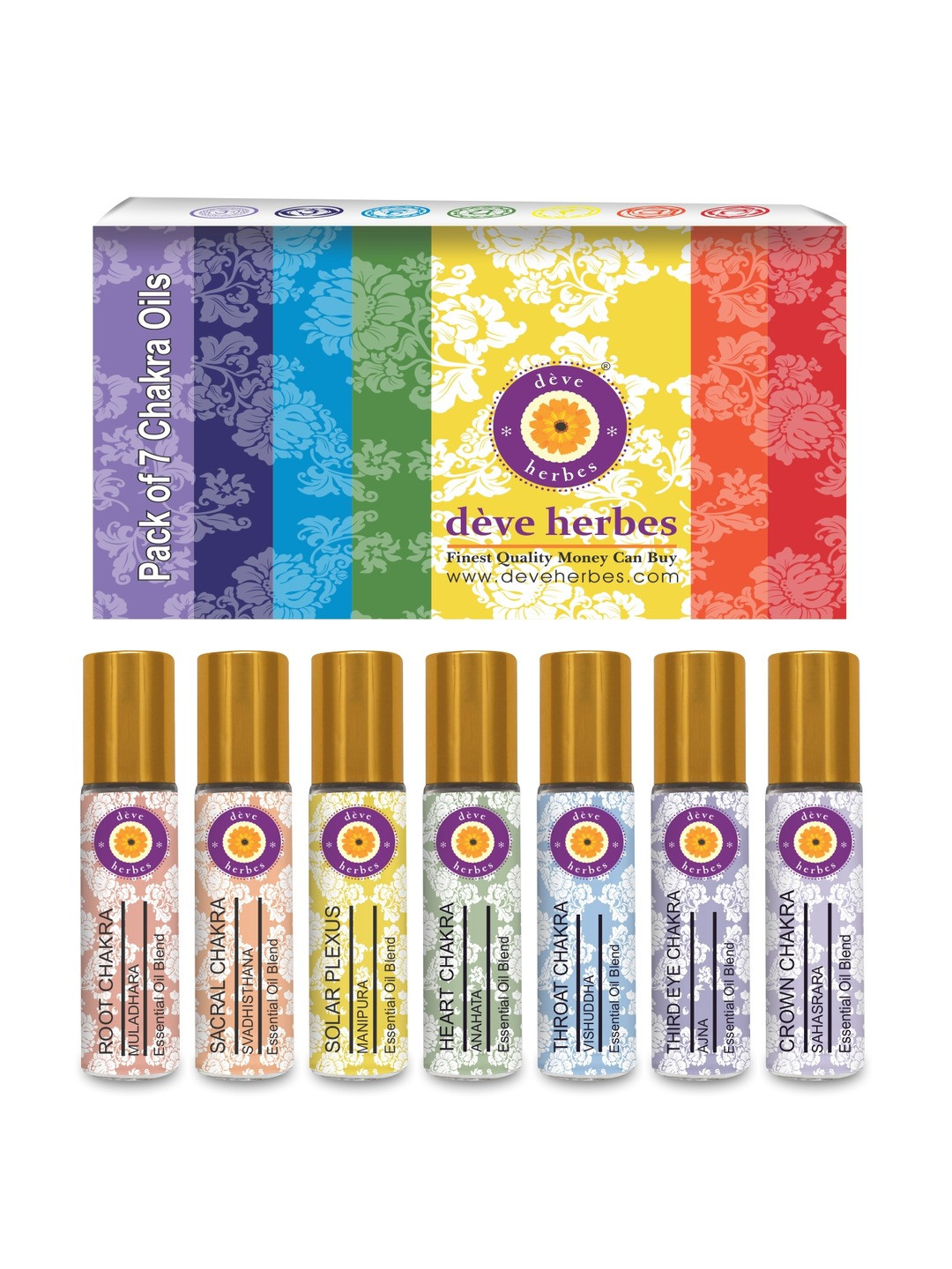 Deve Herbes Set Of 7 Chakra Natural Wellness Oils - 8ml Each