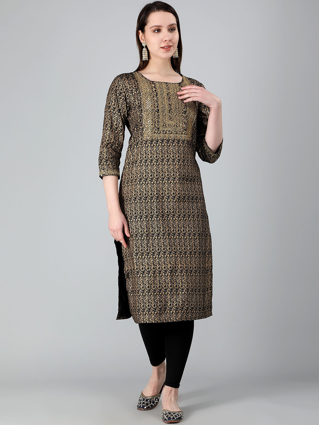 misbis Women Printed Sequins Kurta