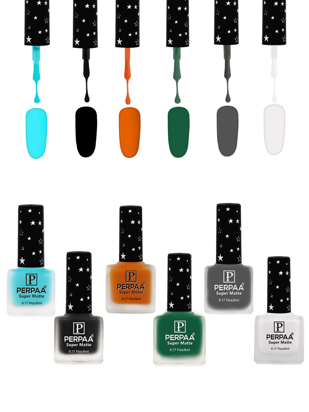 PERPAA Set Of 6 Super Matte Gel Based Nail Polish - 6 ml Each
