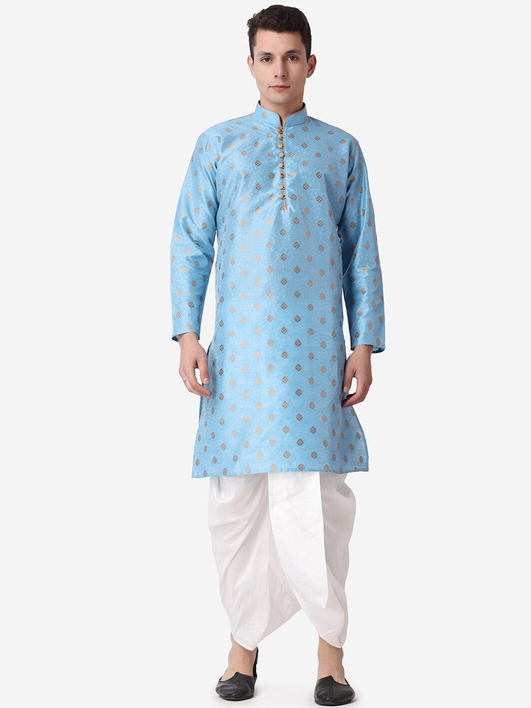 ROYAL KURTA Men Blue Printed Kurta with Dhoti Pants
