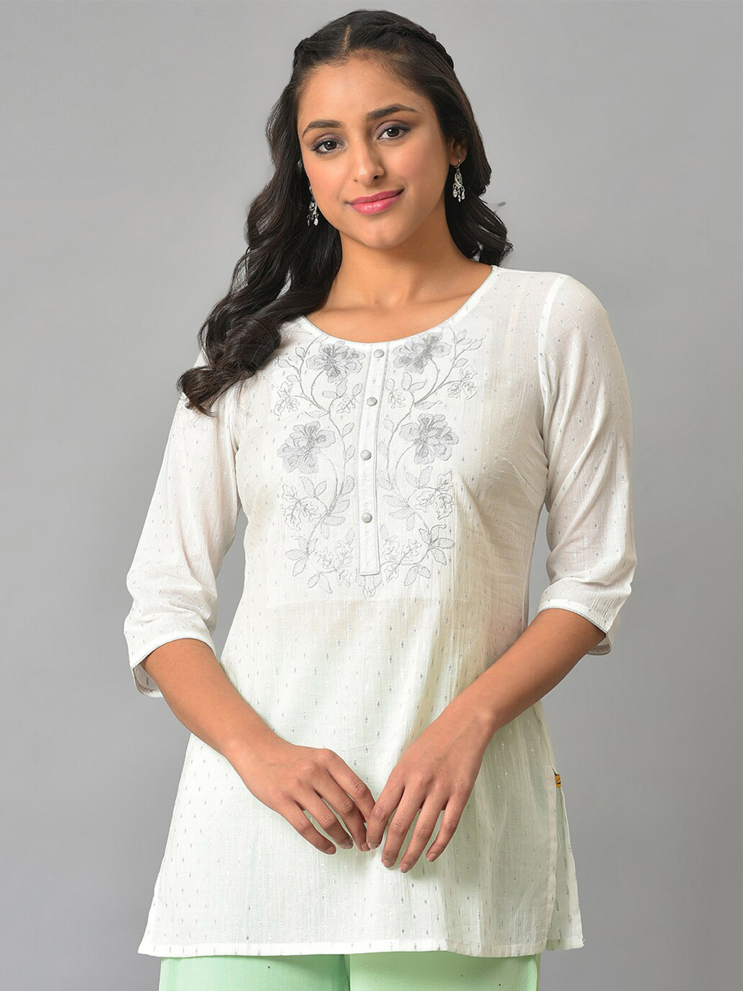 AURELIA Embroidered Pure Cotton Tunic