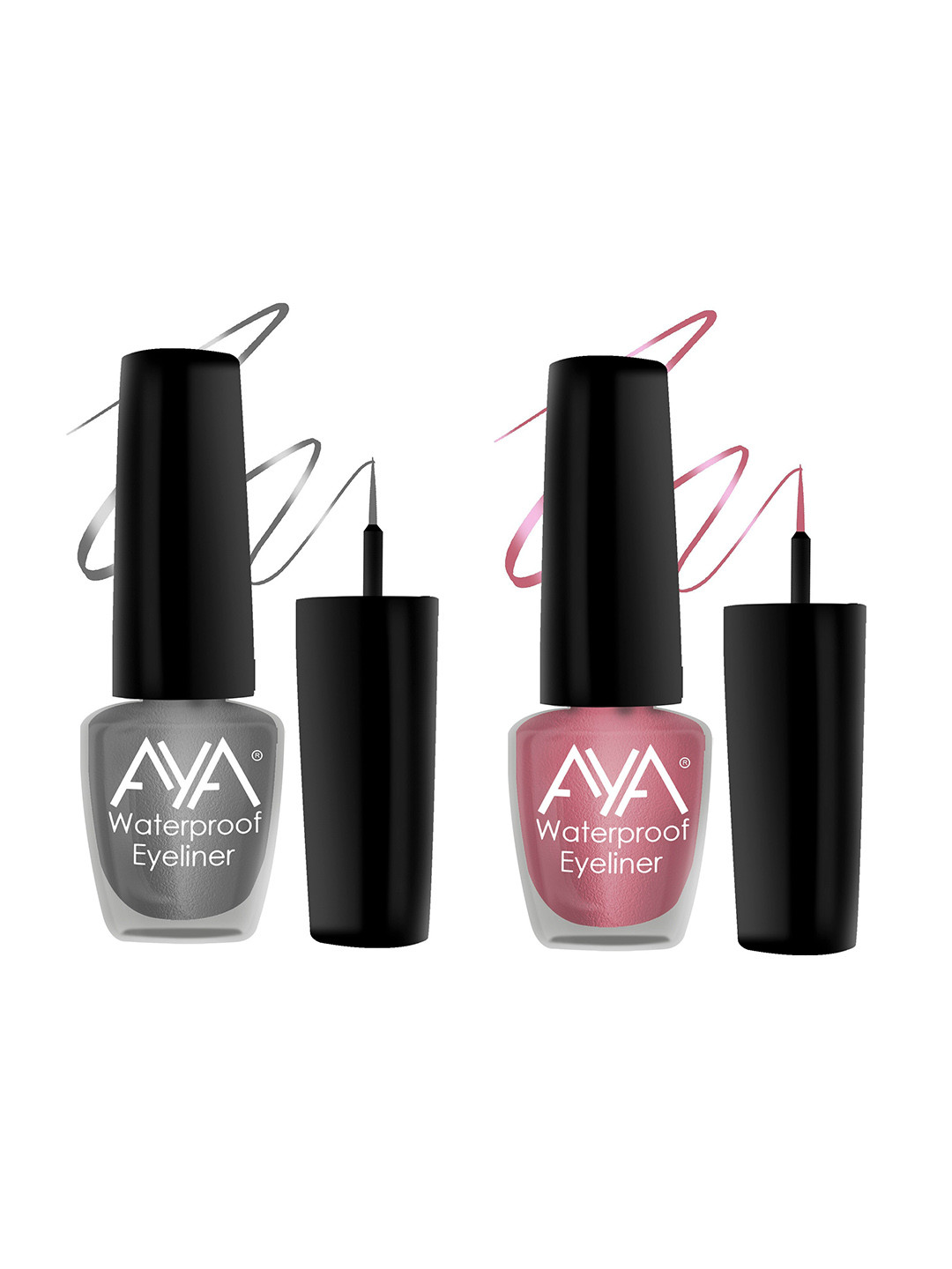 AYA Set Of 2 Waterproof & Long Lasting Metallic Glossy Liquid Eyeliner 5ml Each - Metallic Pink & Metallic Grey
