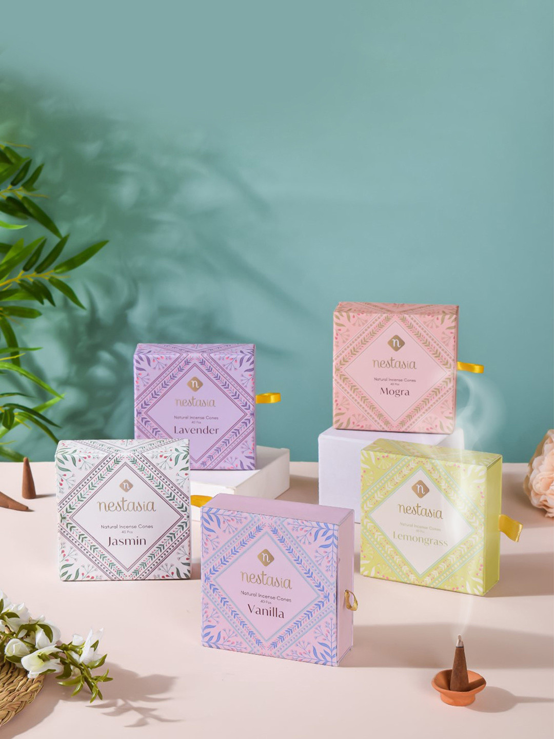 Nestasia Brown Set Of 5 Floral Insense Cones Home Fragrances