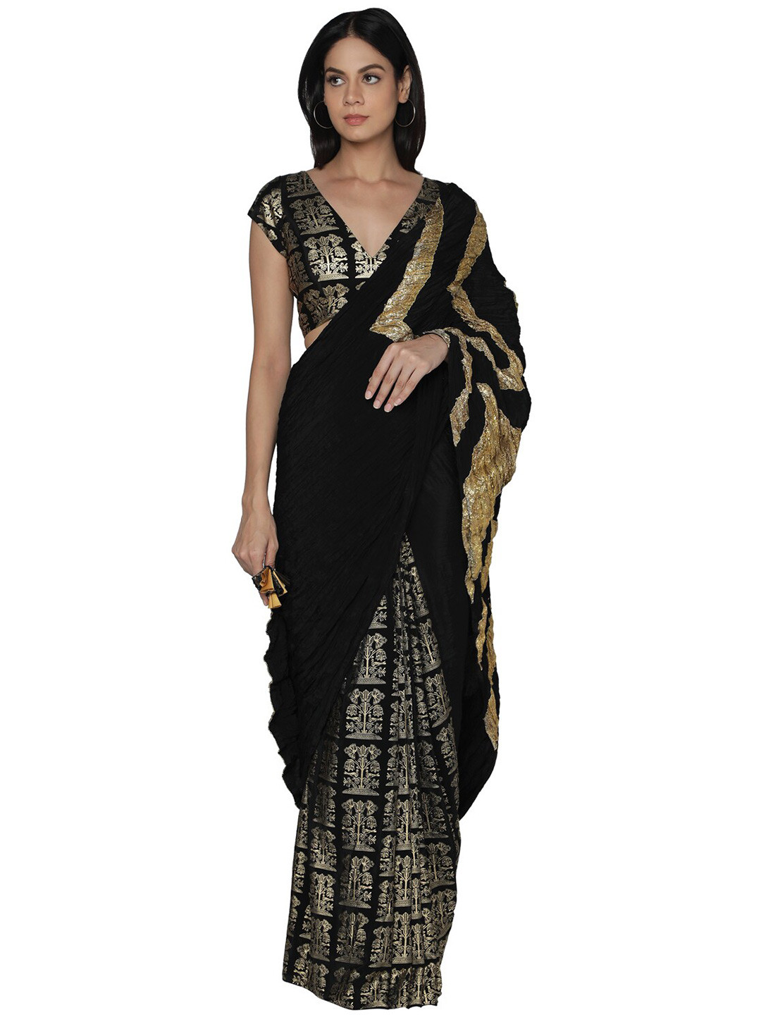 Masaba Ethnic Motifs Embroidered Pure Crepe Saree