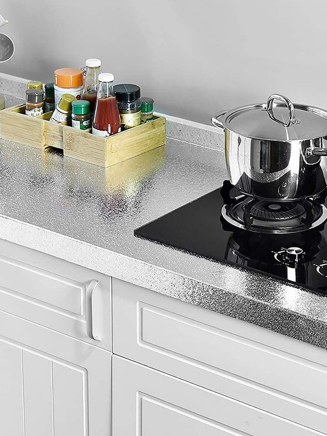 Awestuffs Kitchen Oil Proof & Waterproof Self Adhesive Metallic Wallpaper