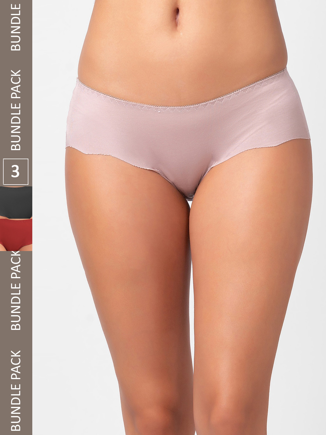 FashionRack Women Pack Of 3 Seamless Hipster Cotton Briefs 3801_SBM