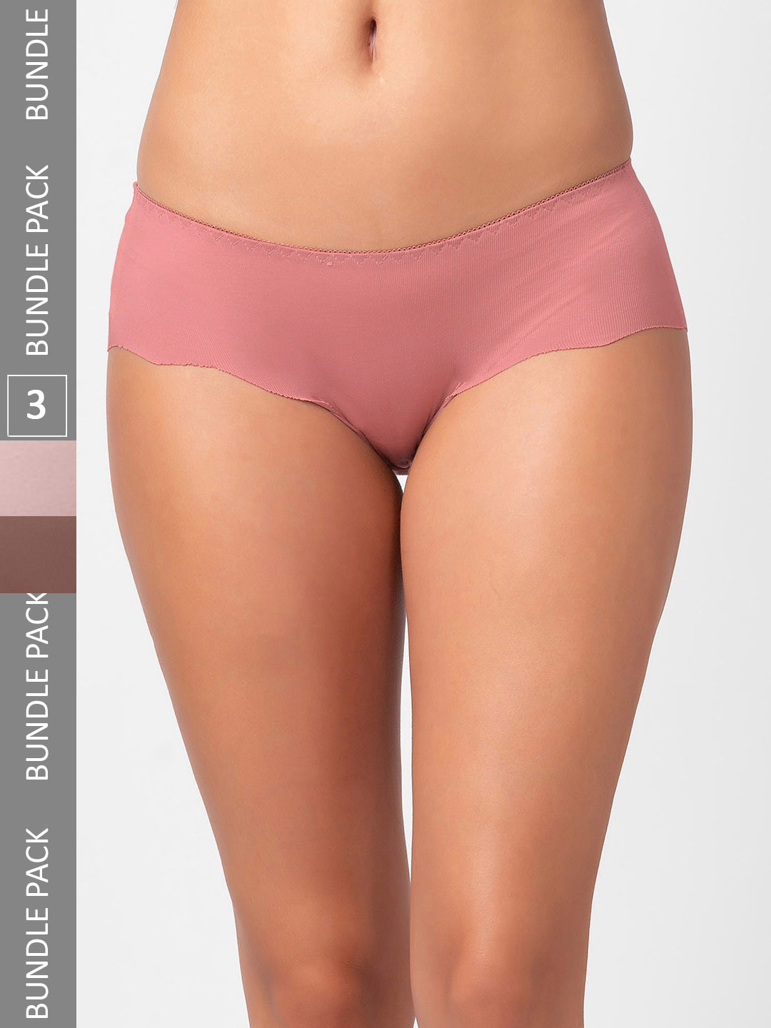 FashionRack Women Pack Of 3 Seamless Hipster Cotton Briefs 3801_SBrPi