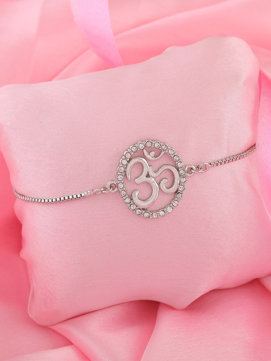 Estele Women Temple Silver-Plated Charm Bracelet
