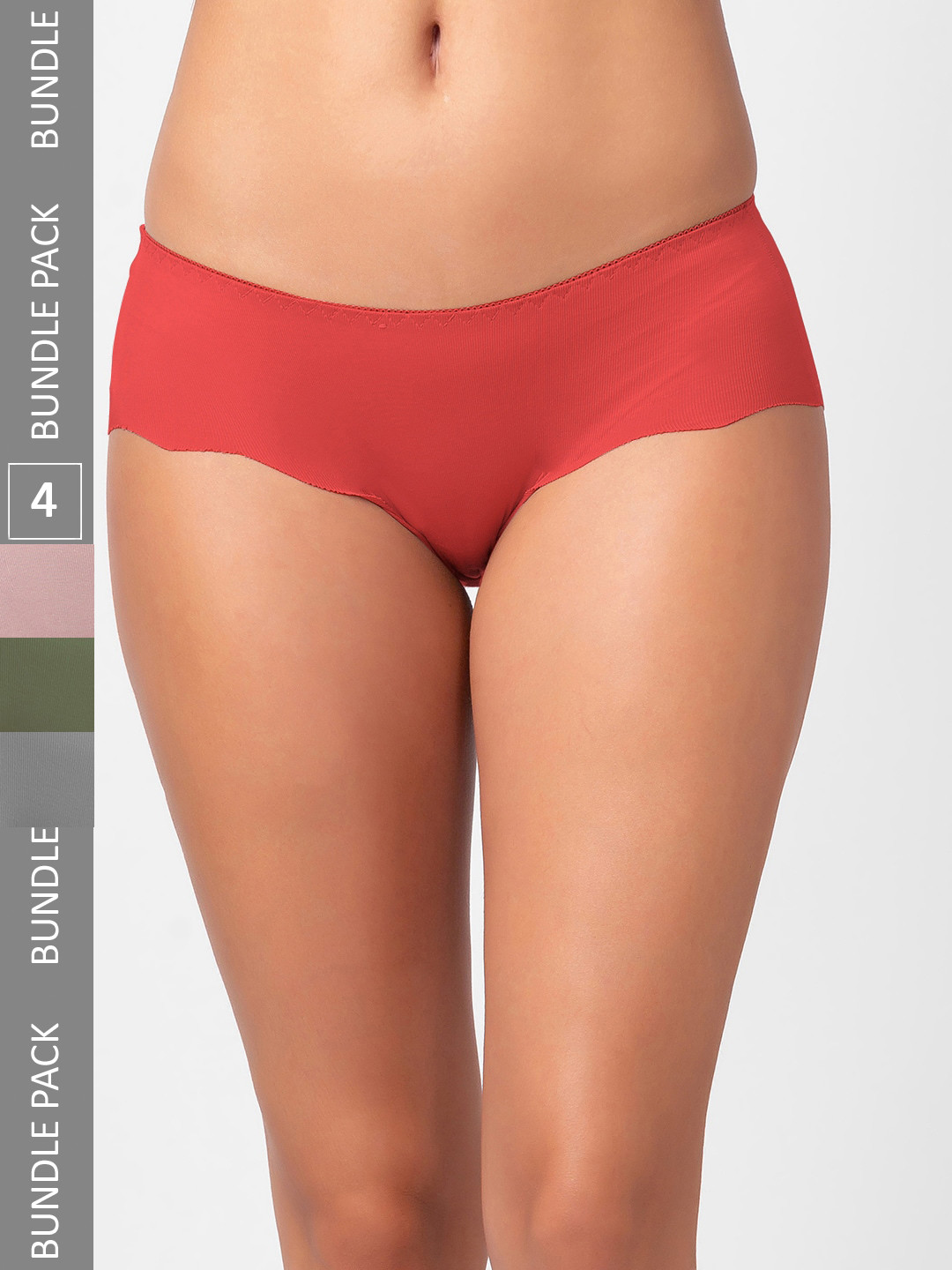 FashionRack Women Pack Of 4 Seamless Cotton Hipster Briefs 3801_SGrGR