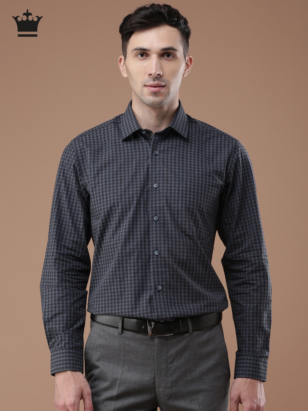 Buy Louis Philippe Men Black Checked Milano Slim Fit Formal Shirt