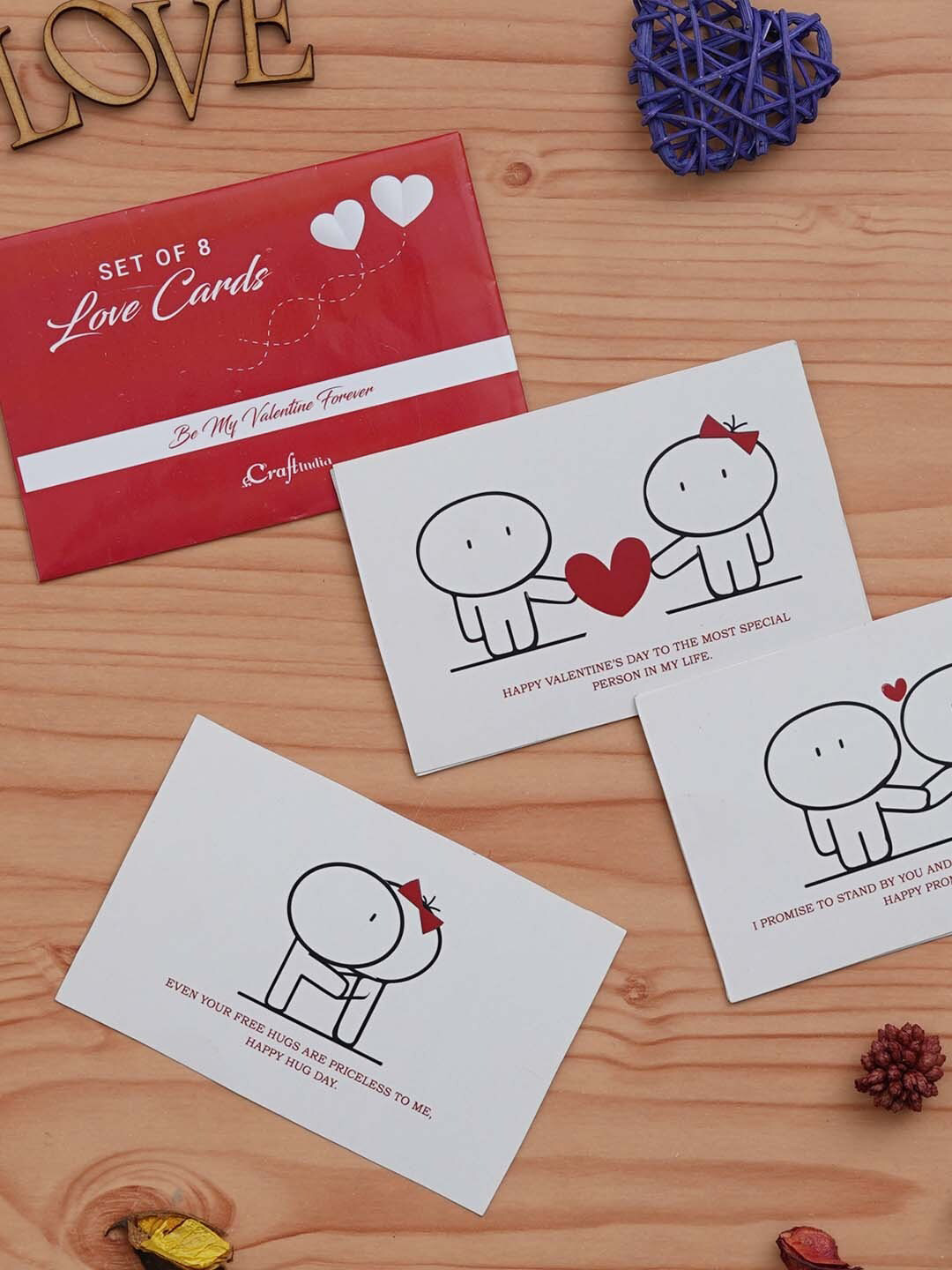 eCraftIndia Red & White 8 Pcs Love Valentine Post Gift Card