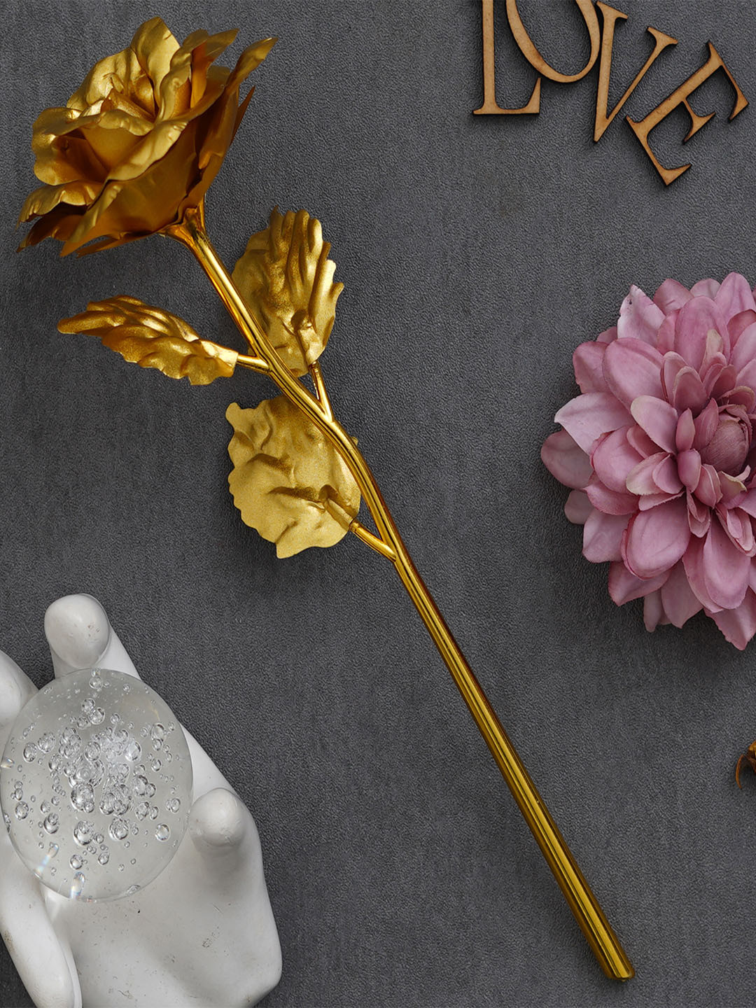 eCraftIndia Rose Gold Plastic Natural Living Room Small Showpiece - 10 Inches