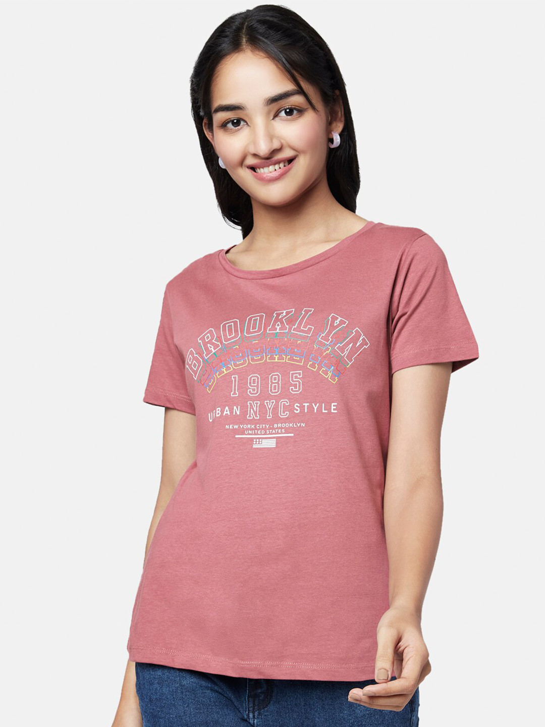 YU by Pantaloons Women Typography Printed Cotton T-shirt