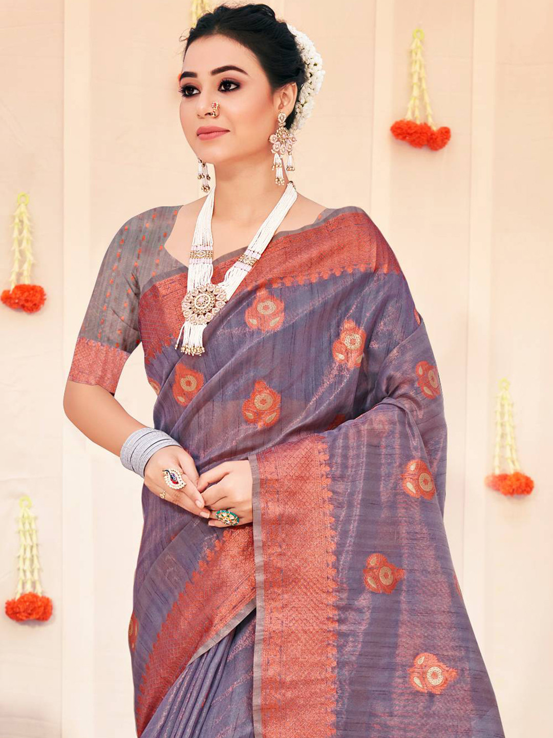 KARAGIRI Woven Design Zari Organza Saree