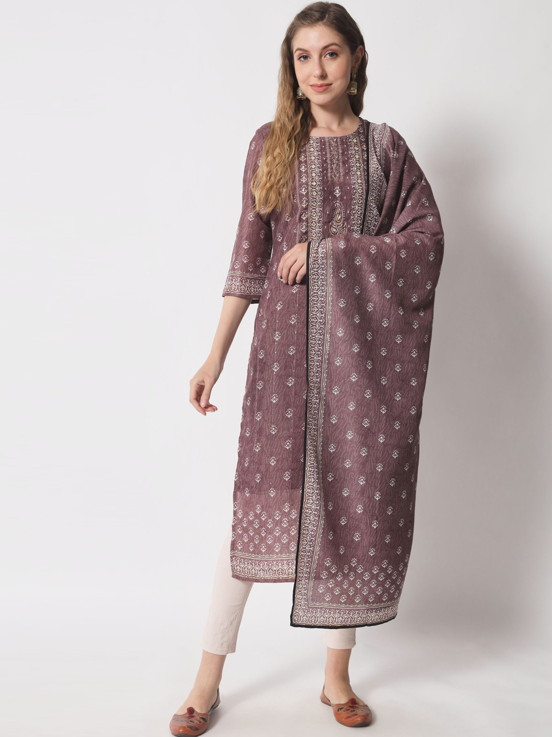 Shopping Queen Ethnic Motifs Printed Sequinned Kurta Set