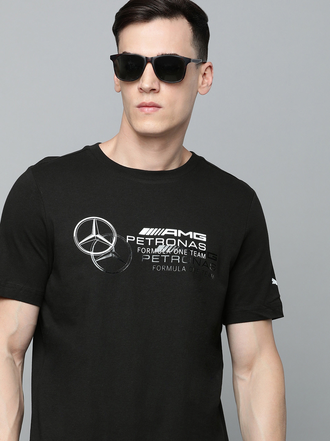 PUMA Motorsport Mercedes AMG Petronas Brand Logo Print Knitted  Regular Fit Cotton Sustainable T-shirt