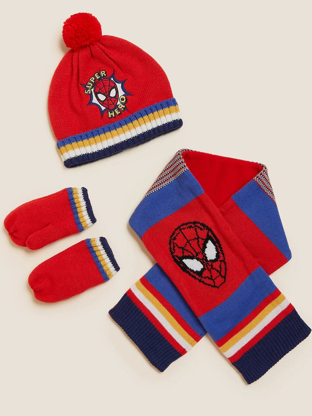 Marks & Spencer Boys Spider-Man Printed Acrylic Beanie Set