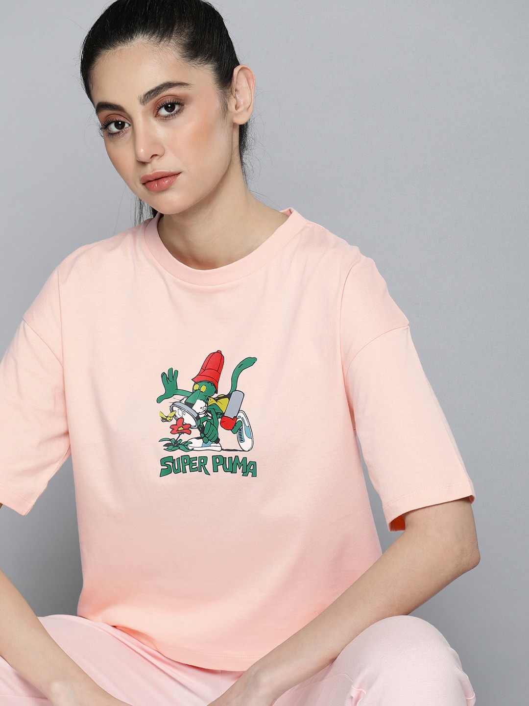 Puma Women Printed Multi Graphic Pure Cotton T-shirt