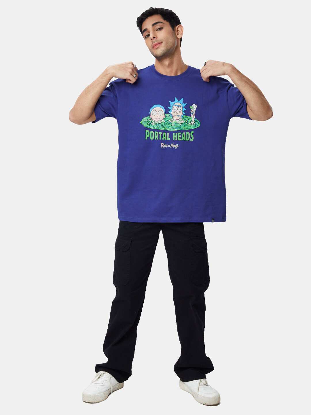 The Souled Store Men Rick & Morty Printed Drop-Shoulder Sleeves Oversized T-Shirt