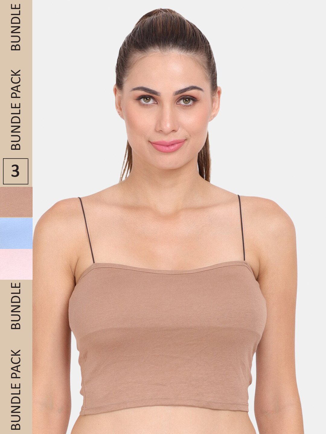 Amour Secret Pack of 3 Seamless Lightly Padded Cami Bra S118_Blu_Bwn_Pnk