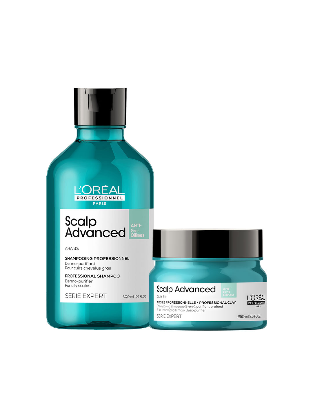 LOreal Professionnel Scalp Advanced Anti-Oiliness Shampoo & 2-In-1 Deep Purifier Clay Set
