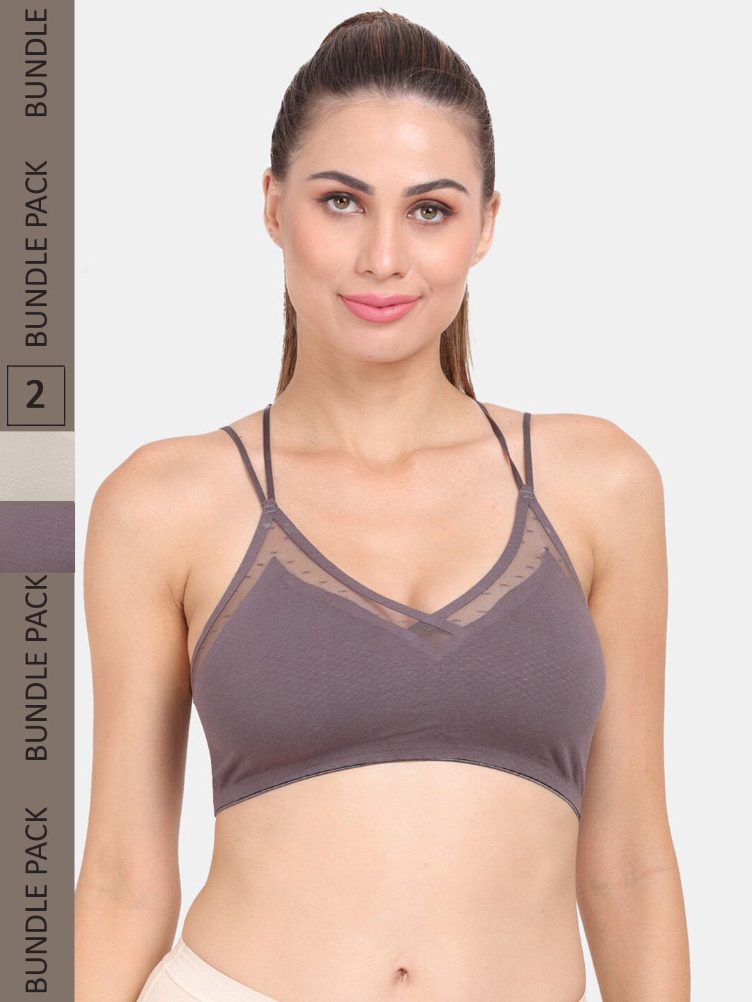 Amour Secret Pack Of 2 Self Design Lightly Padded Anti Odour Sports Bra