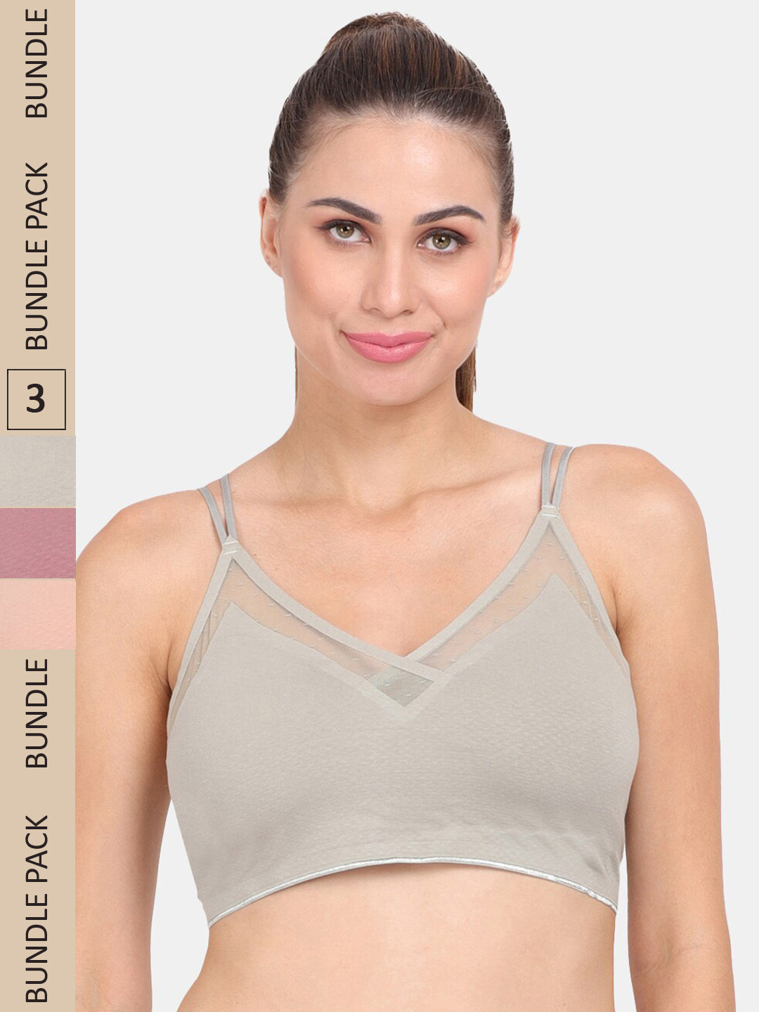 Amour Secret Pack Of 3 Self Design Lightly Padded Anti Odour Sports Bra