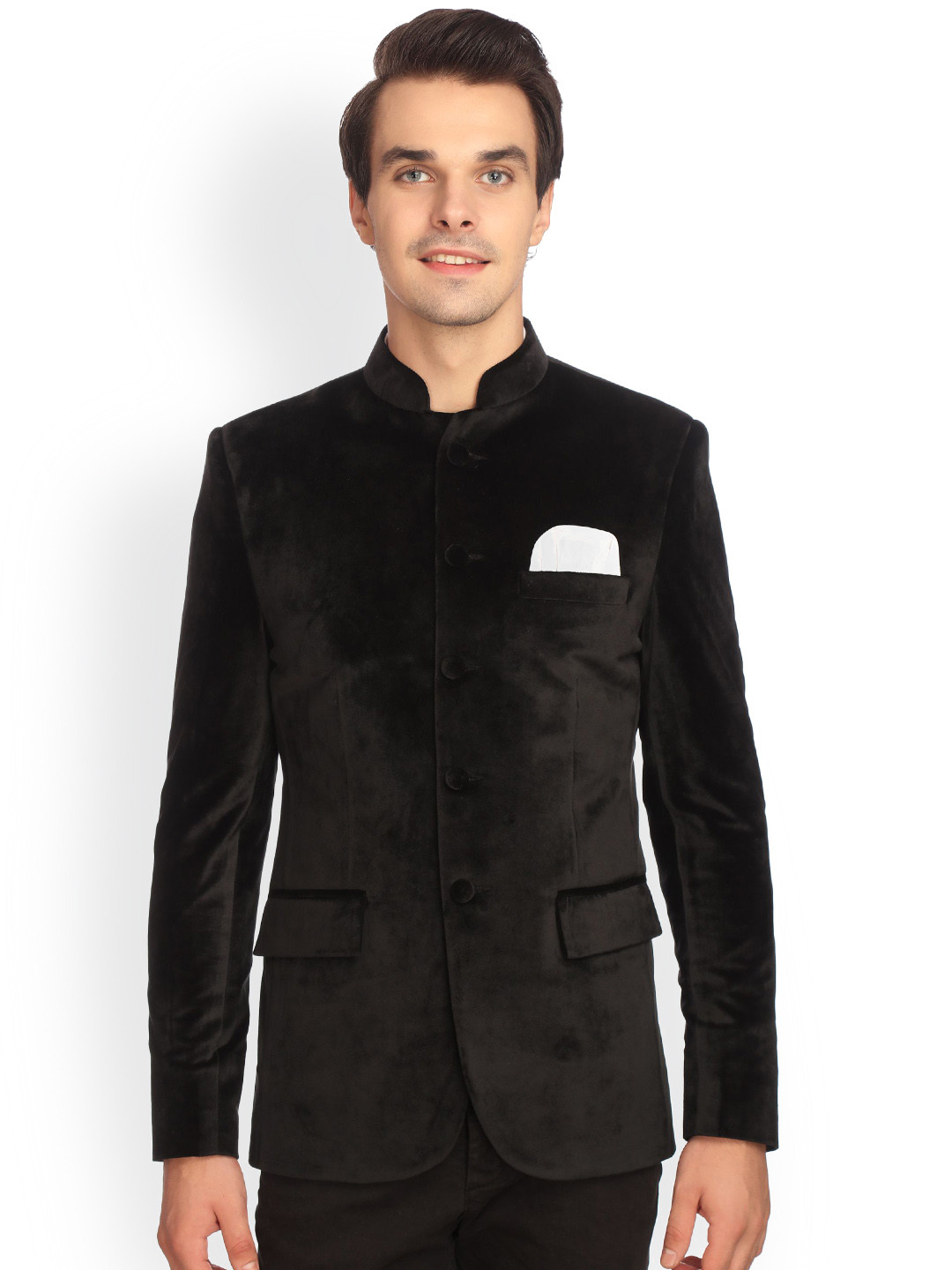 Wintage Black Single-Breasted Tailored Fit Ethnic Bandhgala Blazer
