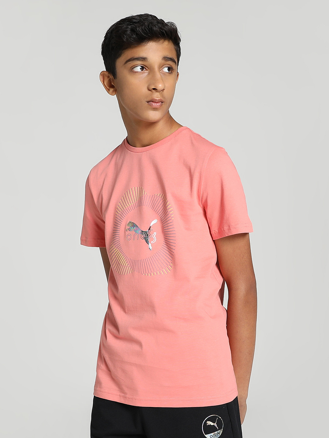 one8 x PUMA Virat Kohli Boys Brand Logo Printed Graphic Youth Pure Cotton T-shirt