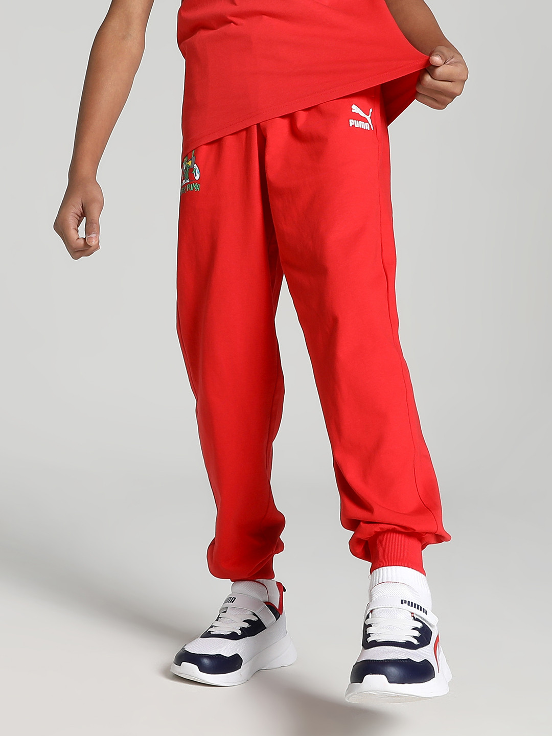 Puma Boys Super Puma Graphic Printed Youth Regular Fit Pure Cotton Joggers