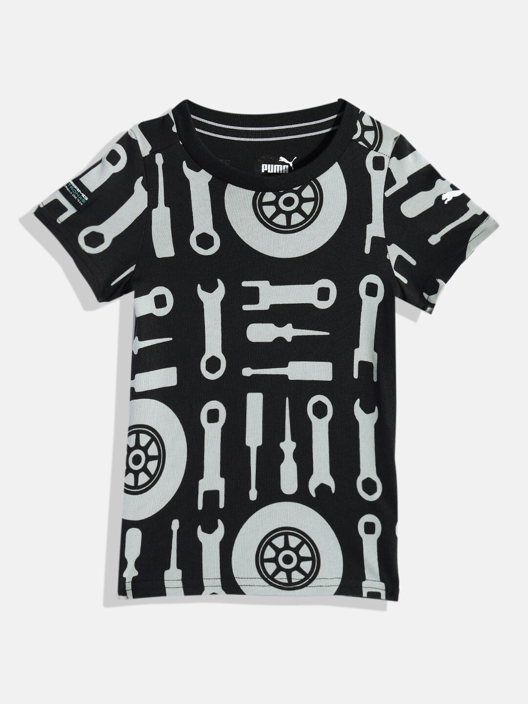 PUMA Motorsport Kids Mercedes AMG Petronas Printed Regular Fit Pure Cotton T-shirt