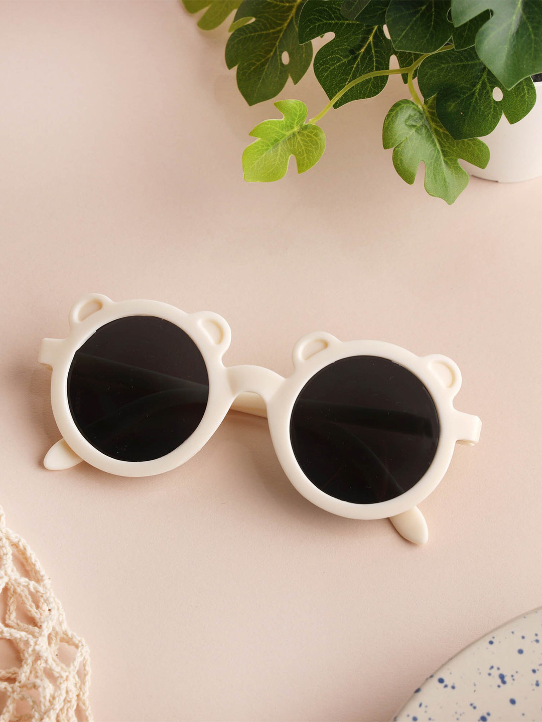 KICKS & CRAWL Unisex Kids Black Lens & White Round Sunglasses with UV Protected Lens