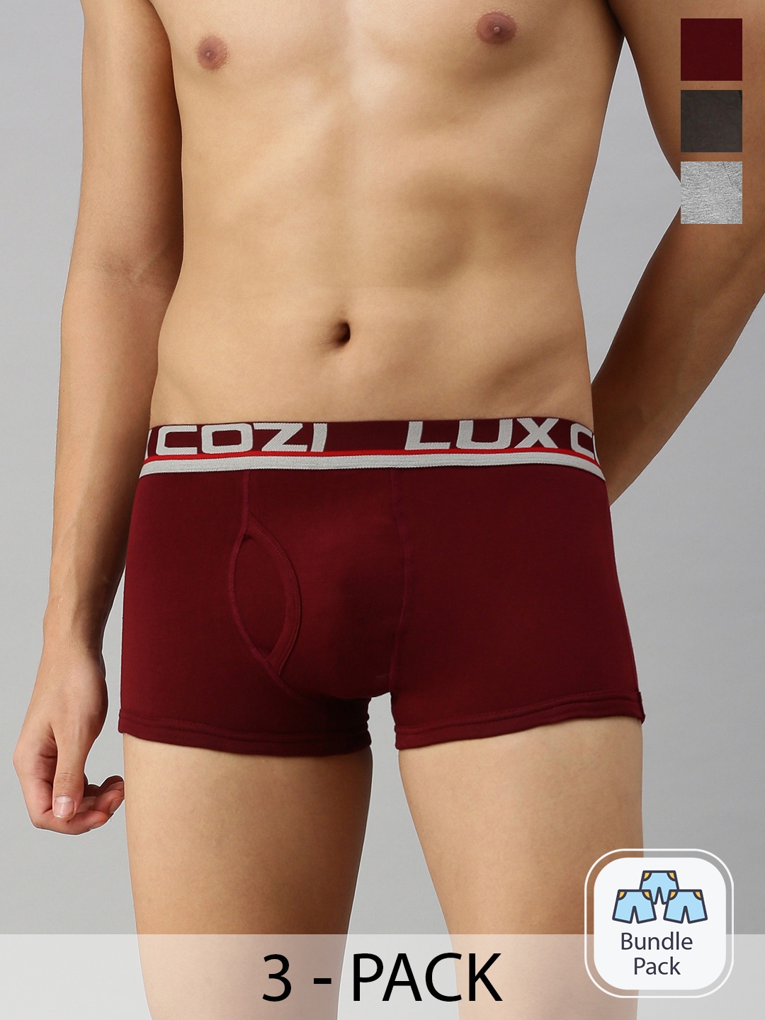 Buy Lux Cozi Men Pack Of 3 Outer Elastic Short Length Trunks - Trunk for Men  21537264
