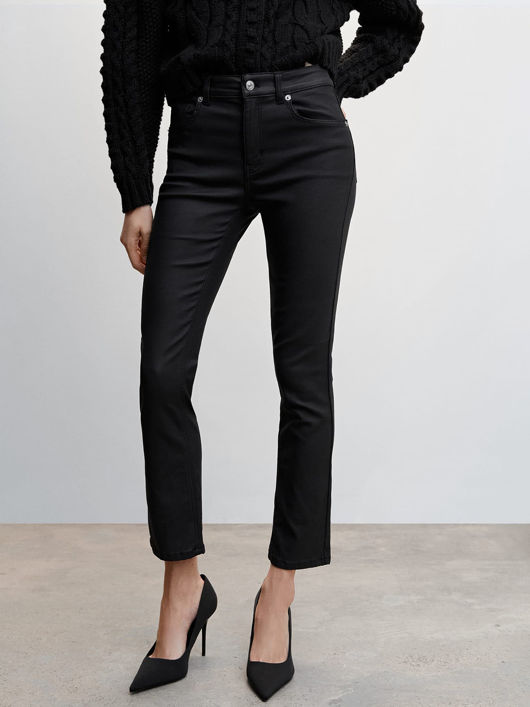 MANGO Sustainable Straight Fit High-Rise Cropped Jeans
