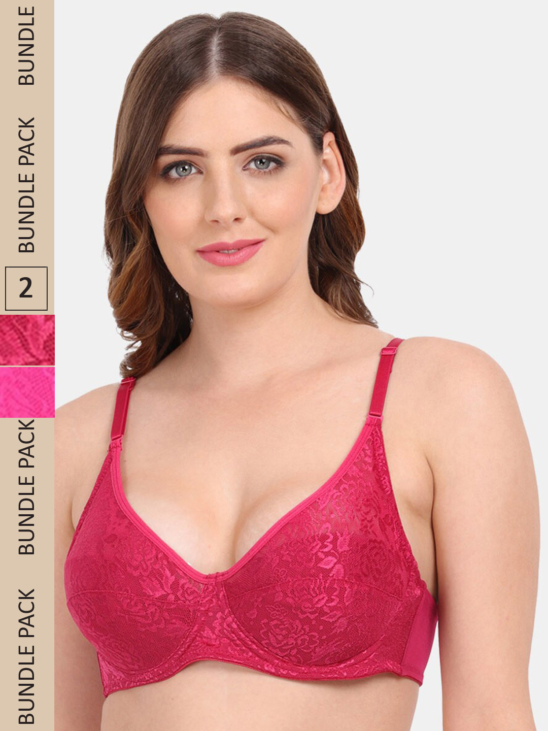 Amour Secret Pack of 2 Underwired Non-Padded Bra B401_Mrn_Pnk