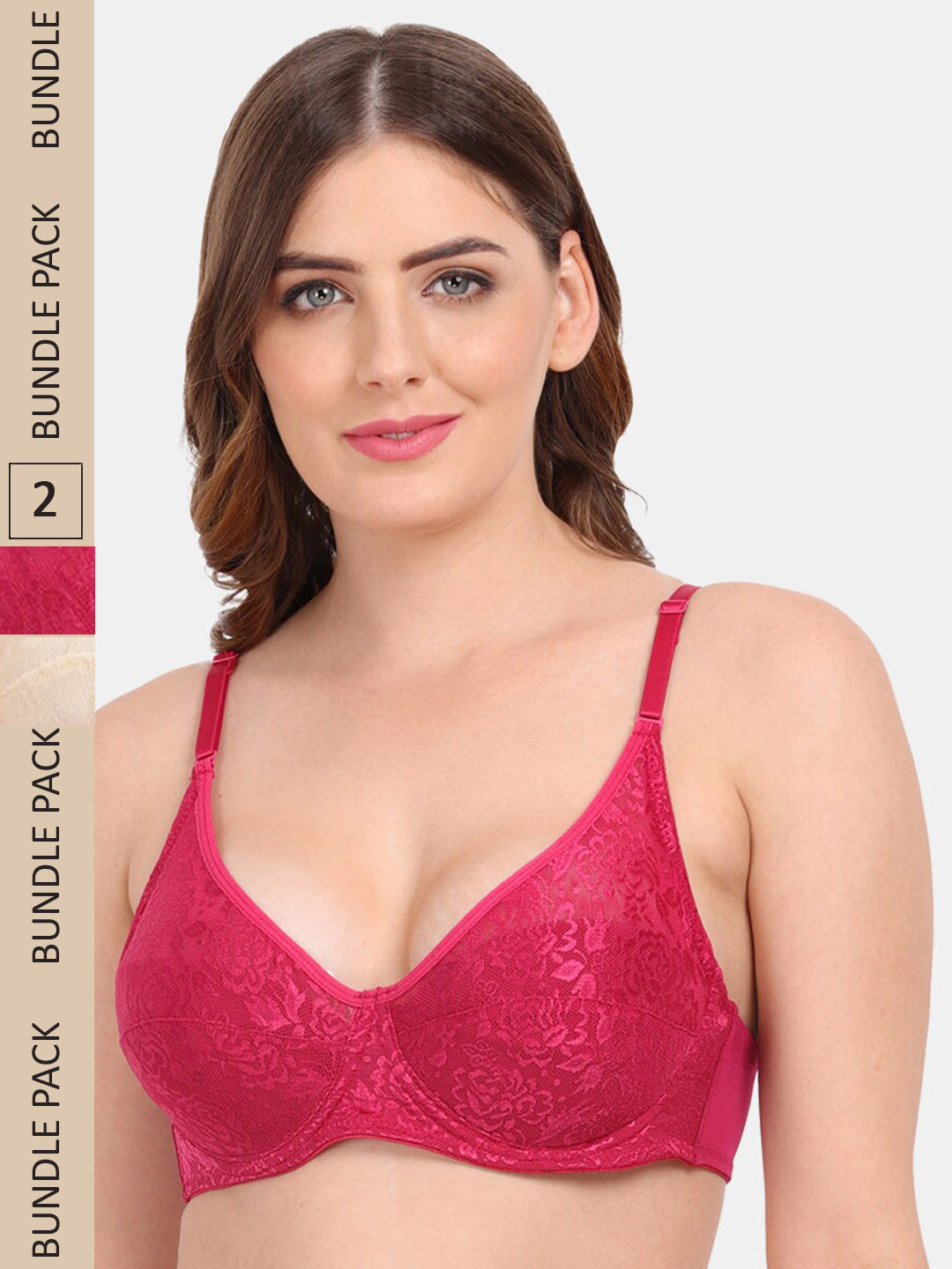 Amour Secret Pack of 2 Underwired Non-Padded Bra B401_Mrn_Skn