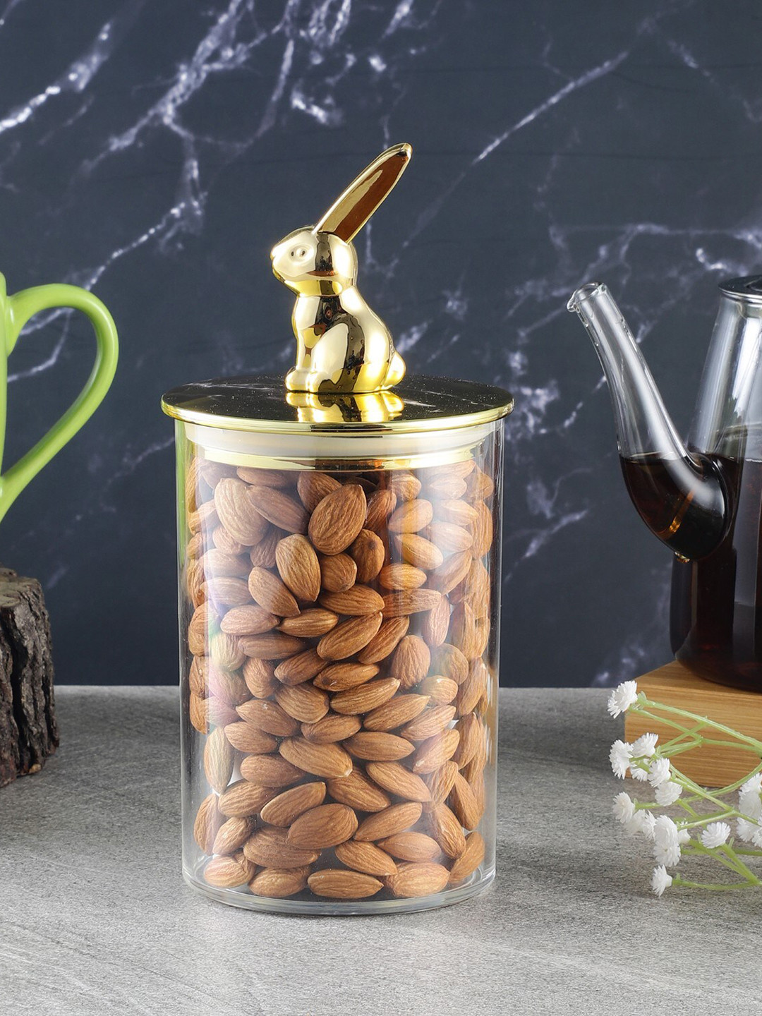 The Decor Mart Bunny Transparent Glass Dishwasher Safe Clip-On Jar