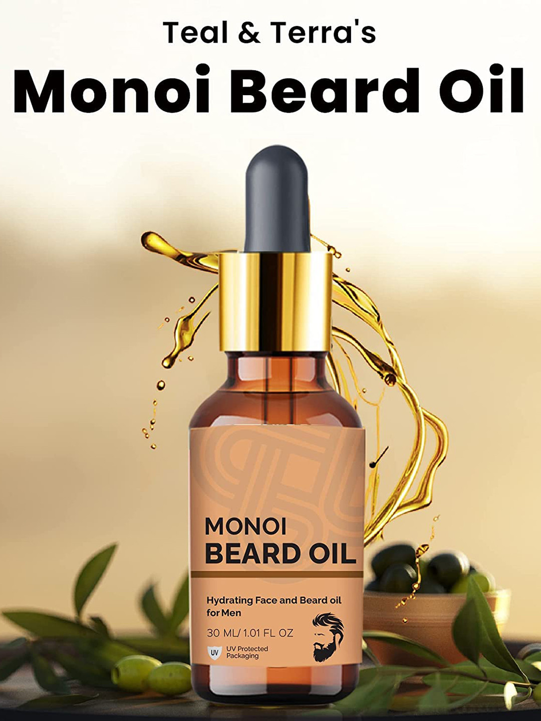 teal & terra Men Brown Monoi Beard Oil for Beard Growth 30ml