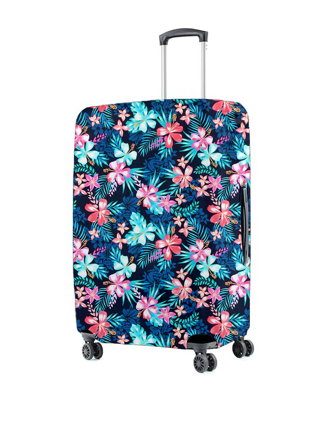 Cortina Blue and Pink Floral Printed Protective Small Trolley Bag Cover