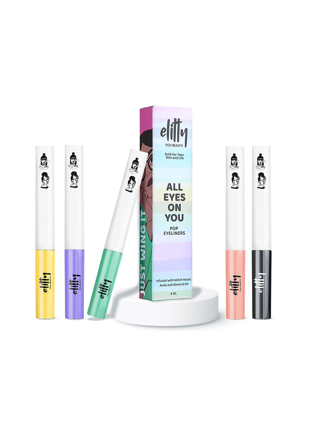 Elitty Teen Girls Pack of 5 Eye Gotta Feeling Smudge Proof Matte Finish Pop Eyeliner