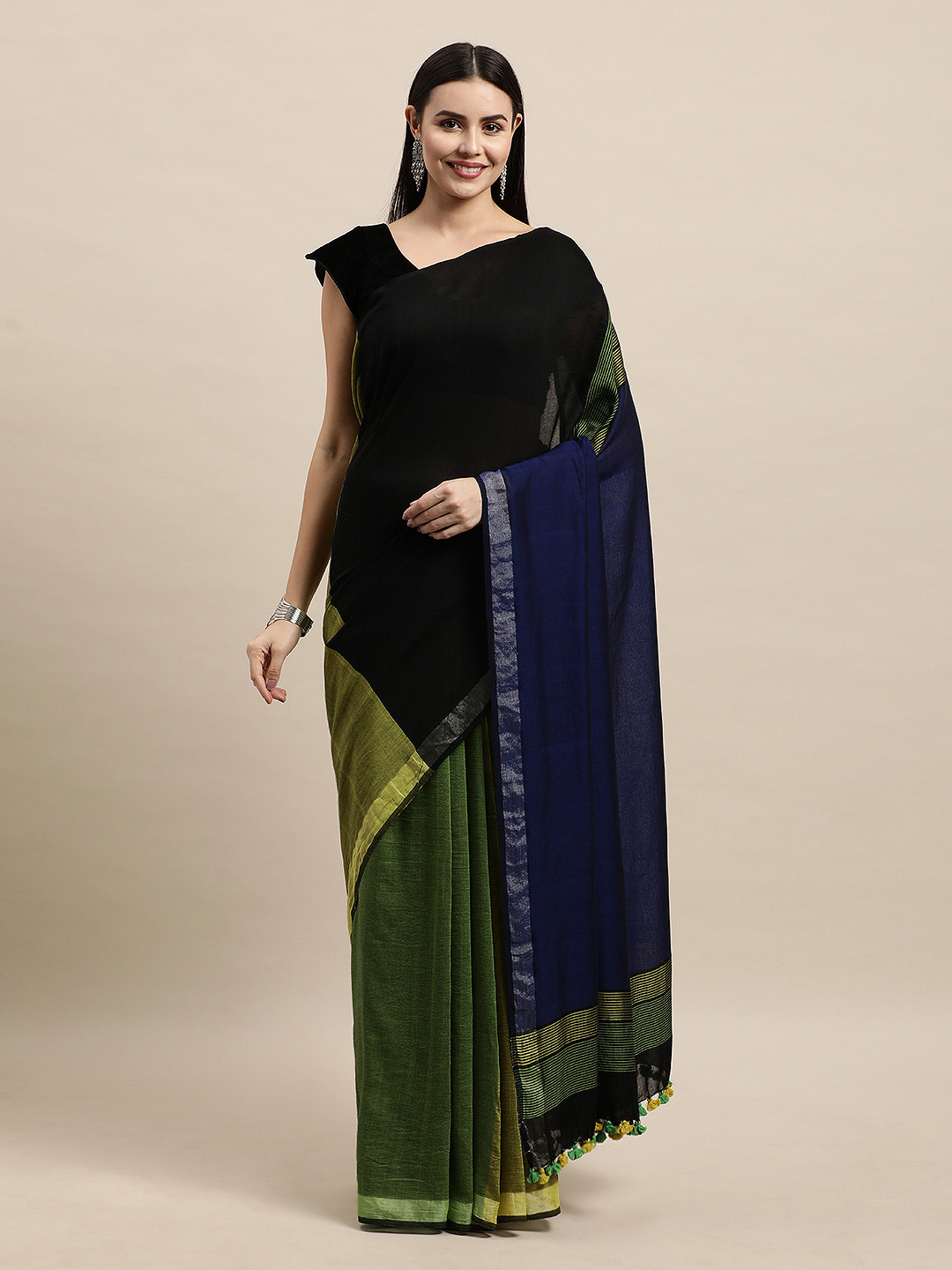 ArtEastri ColourBlock Cotton Handloom Saree