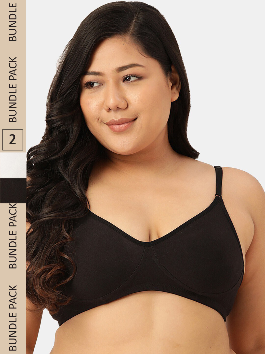 Sztori Pack of 2 Cotton Seamless Non-Padded Bra SZ-P-COOL-WHT-BLK-2