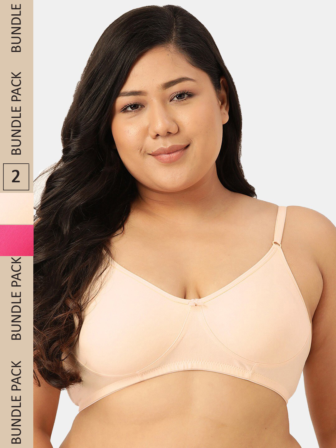 Sztori Pack of 2 Cotton Seamless Non-Padded Bra SZ-P-COOL-SKN-RN-2