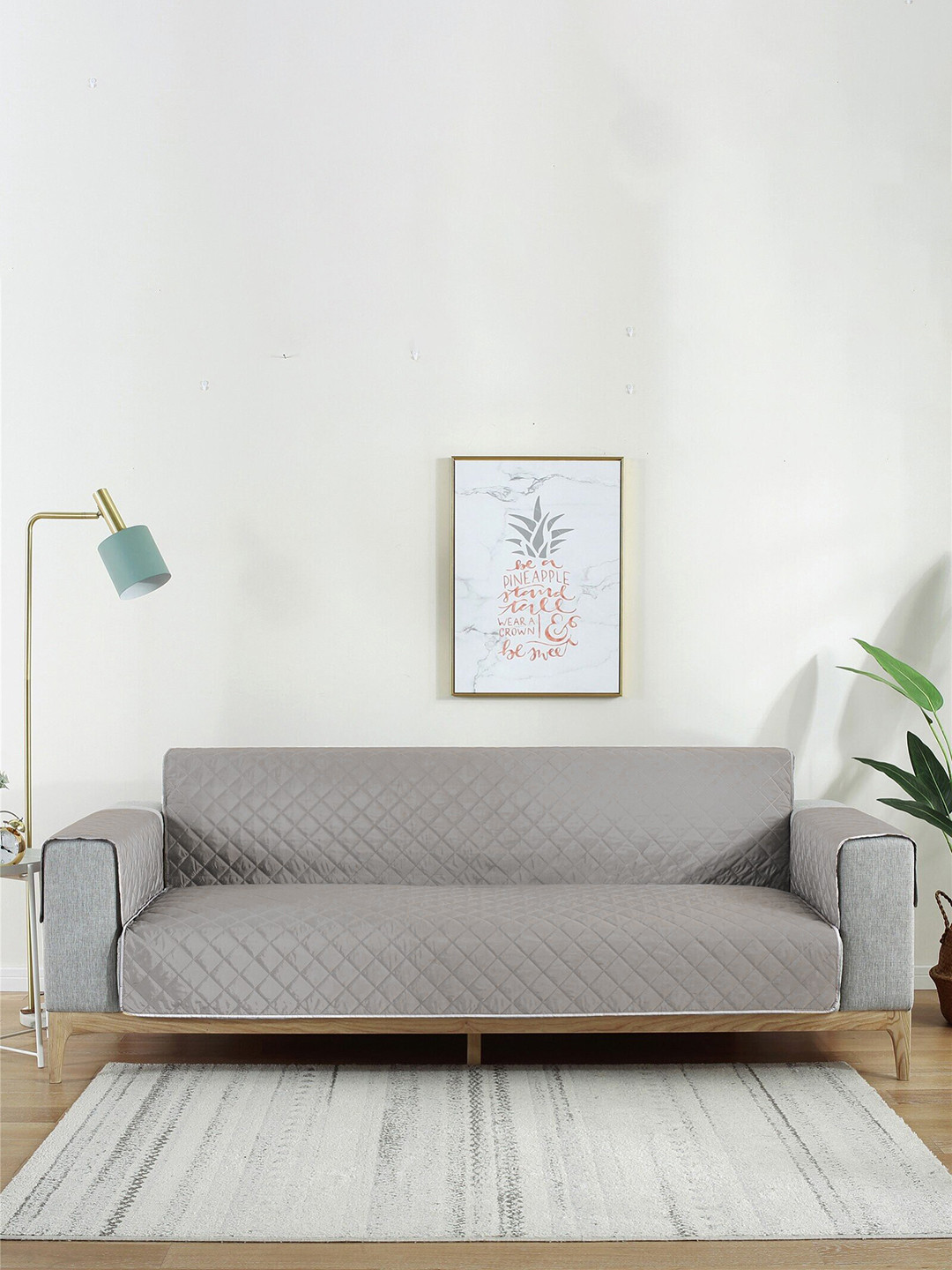 Cortina Maroon & Silver Reversible Quilted 2-Seater Sofa Cover